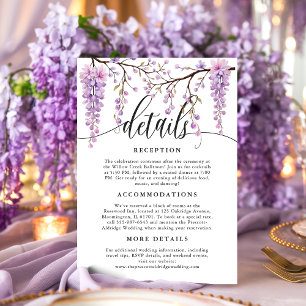 Cartão De Informações Detalhes de Caligrafia Roxa de Wisteria em Letra F