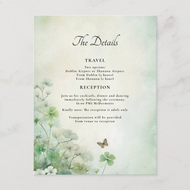 Cartão De Informações Detalhes de Campos de Trevo (Frente)