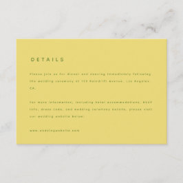 Cartão De Informações Detalhes de Casamento Amarelo Limão Moderno & Site