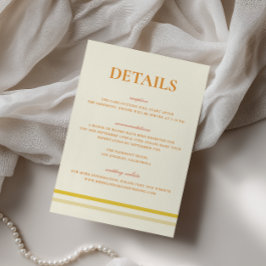 Cartão De Informações Detalhes de Casamento Amarelo Manteiga com Roteiro