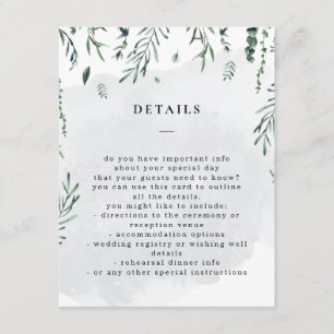 Cartão De Informações Detalhes de Casamento Aquarela Folhas Caídas