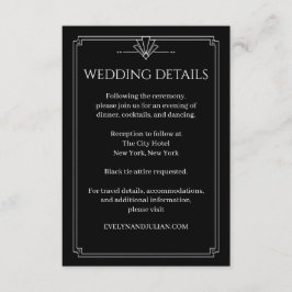 Cartão De Informações Detalhes de Casamento Arqueado em Onyx Preto Art D