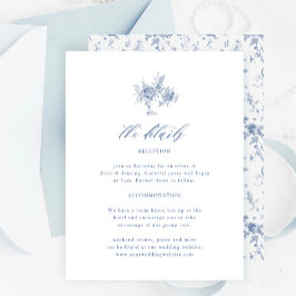 Cartão De Informações Detalhes de Casamento Azul Chinoiserie Vitoriano