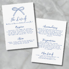 Cartão De Informações Detalhes de Casamento Azul Desenhados à Mão