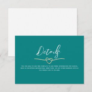 Cartão De Informações Detalhes de Casamento Azul Minimalista
