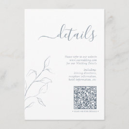 Cartão De Informações Detalhes de Casamento Azul Poeira com Código QR Mo