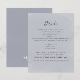 Cartão De Informações Detalhes de casamento azul simples minimalista mod