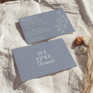 Cartão De Informações Detalhes de Casamento Boho Chic com Poeira Azul e 