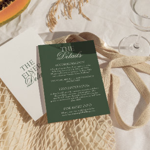 Cartão De Informações Detalhes de Casamento Boho Chic Verde Esmeralda Mo
