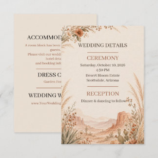 Cartão De Informações Detalhes de Casamento Boho Deserto de Terracota Mo