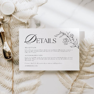 Cartão De Informações Detalhes de Casamento Boho Floral Minimalista Mode