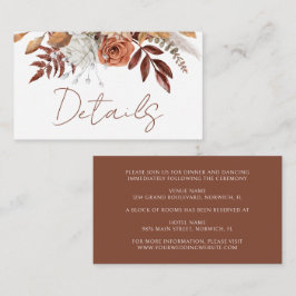 Cartão De Informações Detalhes de Casamento Boho Floral Rústico de Terra