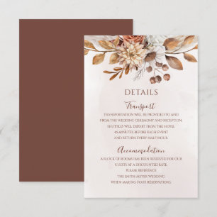 Cartão De Informações Detalhes de Casamento Boho Flores de Terracota Out