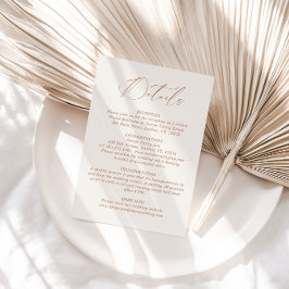 Cartão De Informações Detalhes de Casamento Boho Minimalista Neutra