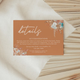Cartão De Informações Detalhes de Casamento Boho Terracota Modernos