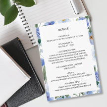 Detalhes de Casamento Botânico com Aquarela Azul