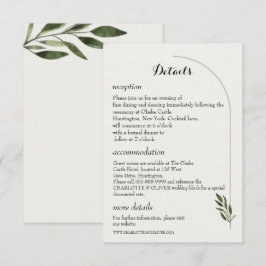 Cartão De Informações Detalhes de Casamento Botânico com Arco Minimalist