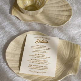Cartão De Informações Detalhes de casamento botânico em ouro elegante
