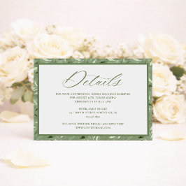 Cartão De Informações Detalhes de Casamento Botânico em Verde Sálvia Ele