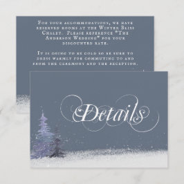Cartão De Informações Detalhes de Casamento Branco Azul Empoeirado de Fl