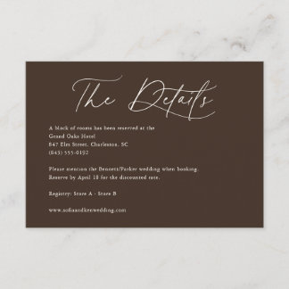 Cartão De Informações Detalhes de Casamento Caligrafia Boho Marfim