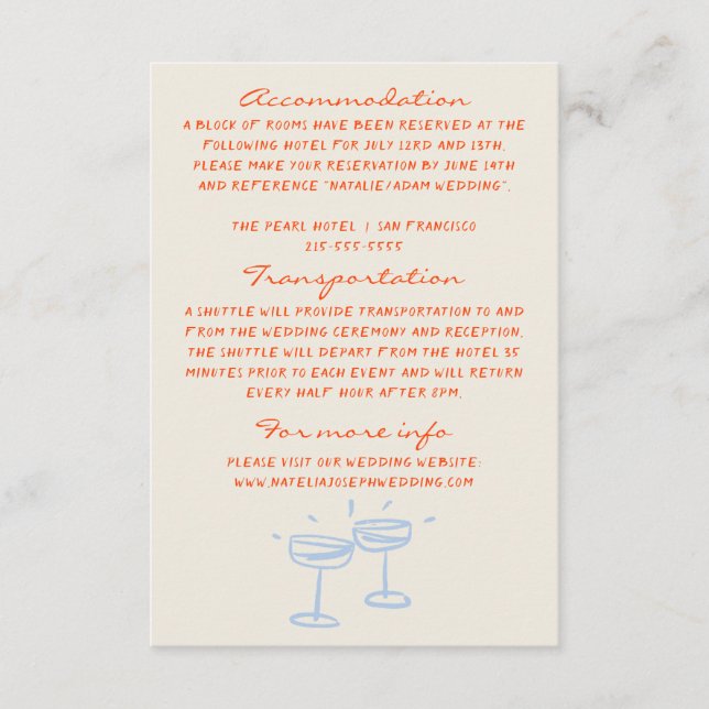 Cartão De Informações Detalhes de Casamento Caprichosos à Mão Pintados (Frente)