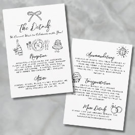 Cartão De Informações Detalhes de Casamento Caprichosos Desenhados à Mão