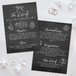 Cartão De Informações Detalhes de Casamento Caprichosos em Quadro Negro