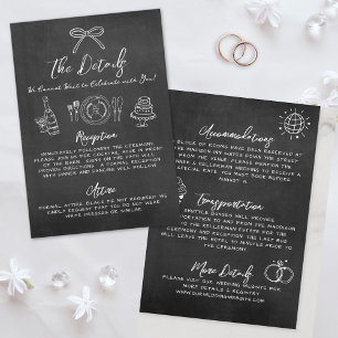 Cartão De Informações Detalhes de Casamento Caprichosos em Quadro Negro 
