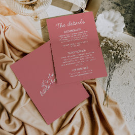 Cartão De Informações Detalhes de casamento caprichosos modernos rosa ou