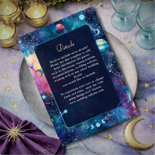 Cartão De Informações Detalhes de casamento celestial com fase lunar de