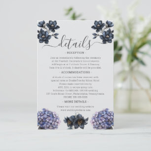 Cartão De Informações Detalhes de Casamento Clássico com Floral Preto Te