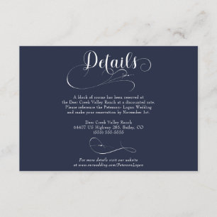 Cartão De Informações Detalhes de Casamento Clássico com Letra Elegante