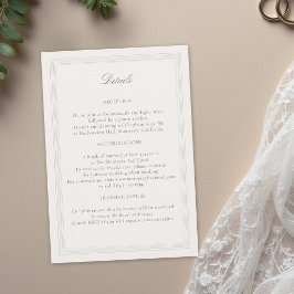 Cartão De Informações Detalhes de Casamento Clássico Elegante Formal Tri