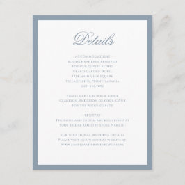 Cartão De Informações Detalhes de Casamento Clássico Formal com Borda Az