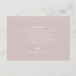 Cartão De Informações Detalhes de Casamento Clássico Formal Rosa Poeira