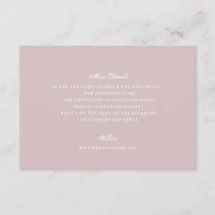 Cartão De Informações Detalhes de Casamento Clássico Formal Rosa Poeira