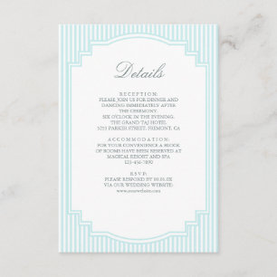 Cartão De Informações Detalhes de Casamento Clássicos em Azul Pastel Lis