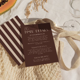 Cartão De Informações Detalhes de Casamento Classudos de Chocolate Marro
