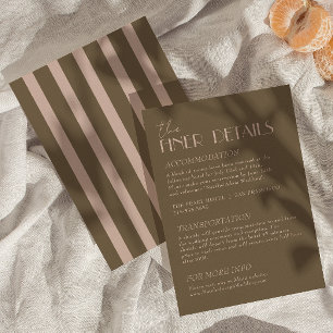 Cartão De Informações Detalhes de Casamento Classy Taupe Dourado Old Mon
