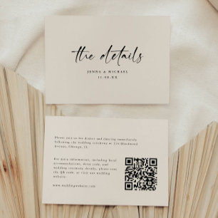 Cartão De Informações Detalhes de Casamento Código QR Roteiro Minimalist