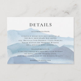 Cartão De Informações Detalhes de Casamento com Aquarela Azul Moderna  