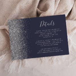 Cartão De Informações Detalhes de Casamento com Borda de Brilho Prata Az