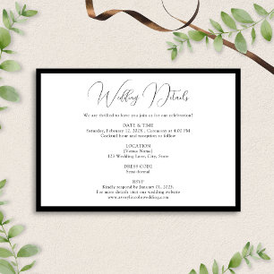 Cartão De Informações Detalhes de Casamento com Borda de Rota Script Pre