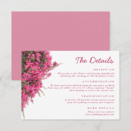 Cartão De Informações Detalhes de Casamento com Bougainvillea Rosa em Aq