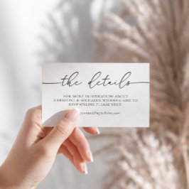 Cartão De Informações Detalhes de Casamento com Caligrafia Elegante Mini