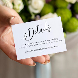 Cartão De Informações Detalhes de casamento com caligrafia elegante simp