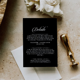 Cartão De Informações Detalhes de Casamento com Caligrafia em Preto e Br