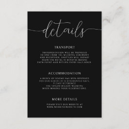 Cartão De Informações Detalhes de Casamento com Caligrafia Minimalista M