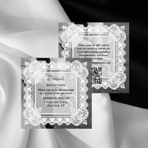 Cartão De Informações Detalhes de Casamento com Código QR de Foto em Ren